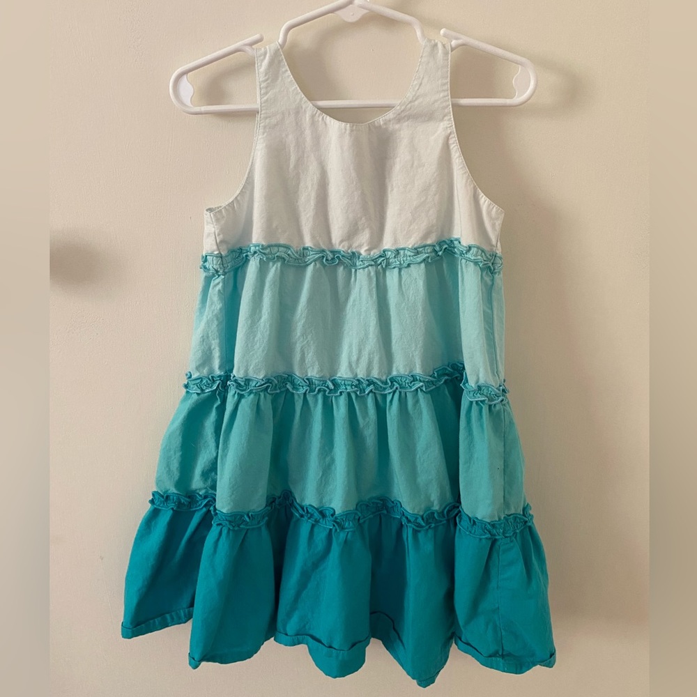 Blue Ombré Tiered A-Line Dress